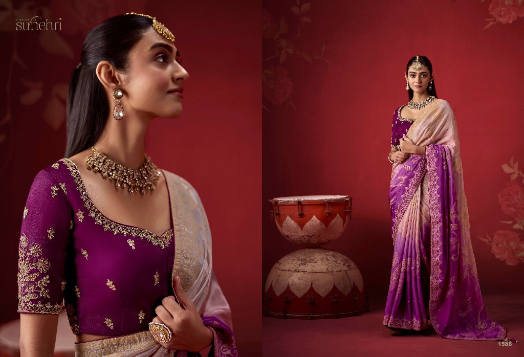 KIMORA SUNEHRI THE ROYAL EDIT WHOLESALE DOLA CRAPE SOFT SILK PARTY WEAR INDIAN SAREES FOR WOMEN ONLINE