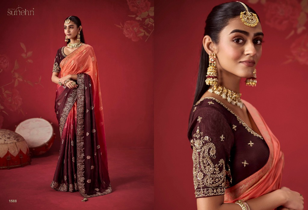 KIMORA SUNEHRI THE ROYAL EDIT WHOLESALE DOLA CRAPE SOFT SILK PARTY WEAR INDIAN SAREES FOR WOMEN ONLINE