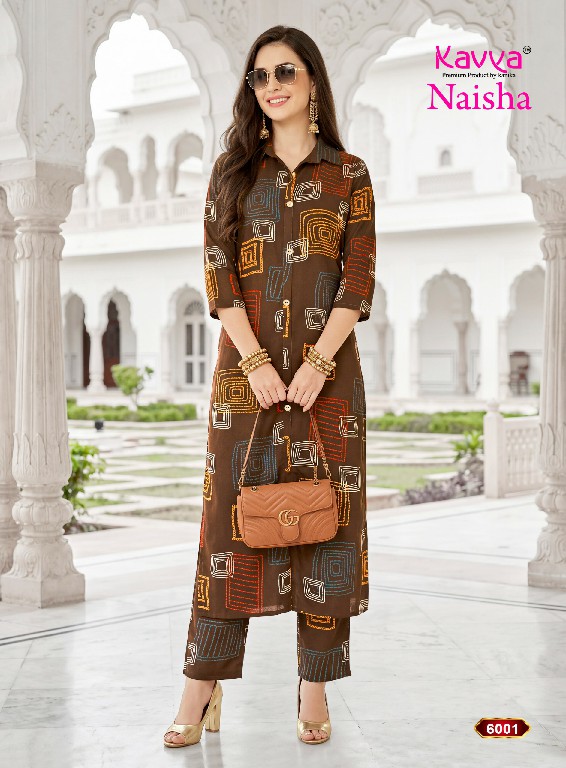 KAVYA NAISHA VOL 6 WHOLESALE READYMADE HEAVY RAYON TRENDY CASUAL WEAR CORD SET FOR EXPORT