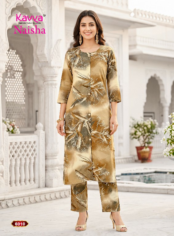 KAVYA NAISHA VOL 6 WHOLESALE READYMADE HEAVY RAYON TRENDY CASUAL WEAR CORD SET FOR EXPORT