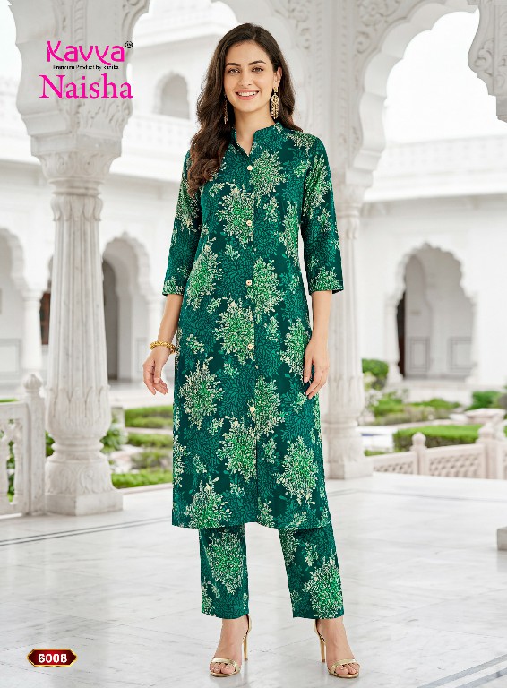 KAVYA NAISHA VOL 6 WHOLESALE READYMADE HEAVY RAYON TRENDY CASUAL WEAR CORD SET FOR EXPORT