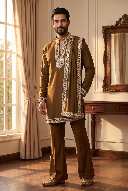 OUTLUK WEDDING COLLECTION VOL 52 WHOLESALE READYMADE HEAVY LACHAKA NAVRATRI SPECIAL ORIGINAL MIRROR WORK KURTA SET FOR MEN ONLINE