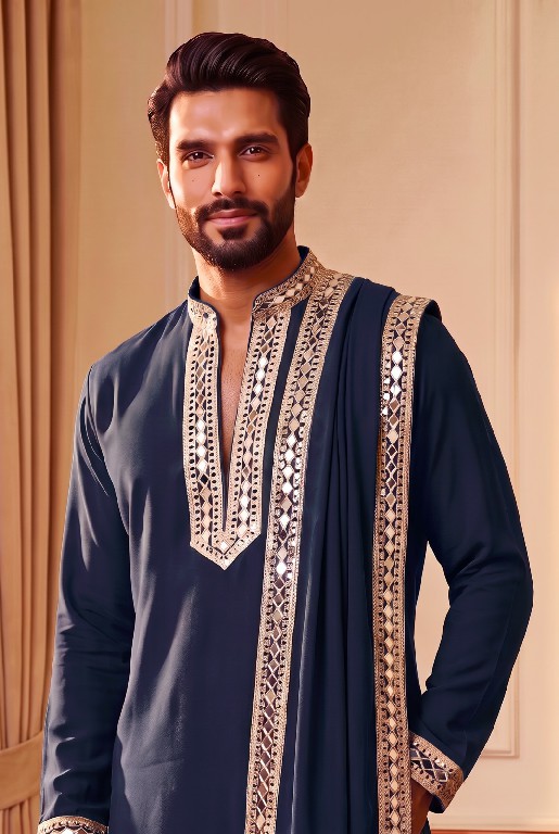 OUTLUK WEDDING COLLECTION VOL 52 WHOLESALE READYMADE HEAVY LACHAKA NAVRATRI SPECIAL ORIGINAL MIRROR WORK KURTA SET FOR MEN ONLINE