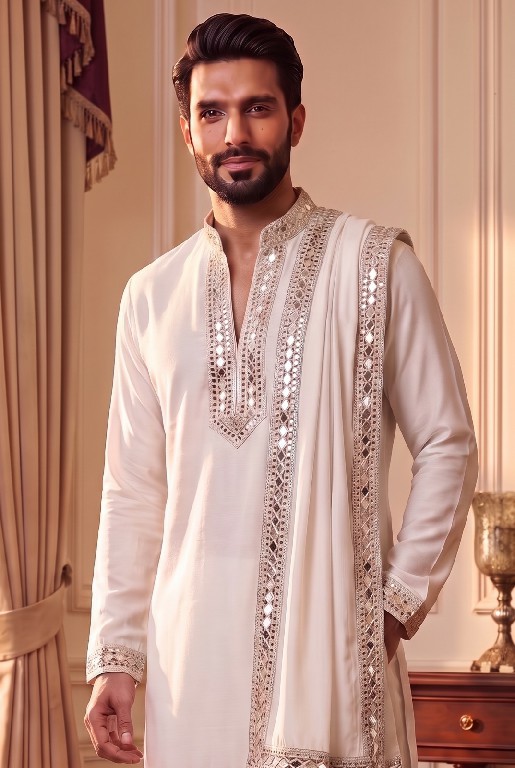 OUTLUK WEDDING COLLECTION VOL 52 WHOLESALE READYMADE HEAVY LACHAKA NAVRATRI SPECIAL ORIGINAL MIRROR WORK KURTA SET FOR MEN ONLINE