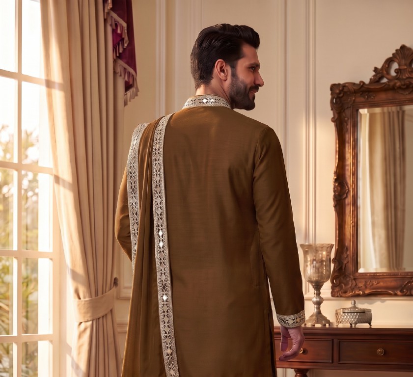 OUTLUK WEDDING COLLECTION VOL 52 WHOLESALE READYMADE HEAVY LACHAKA NAVRATRI SPECIAL ORIGINAL MIRROR WORK KURTA SET FOR MEN ONLINE