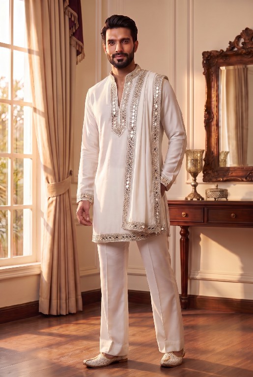OUTLUK WEDDING COLLECTION VOL 52 WHOLESALE READYMADE HEAVY LACHAKA NAVRATRI SPECIAL ORIGINAL MIRROR WORK KURTA SET FOR MEN ONLINE