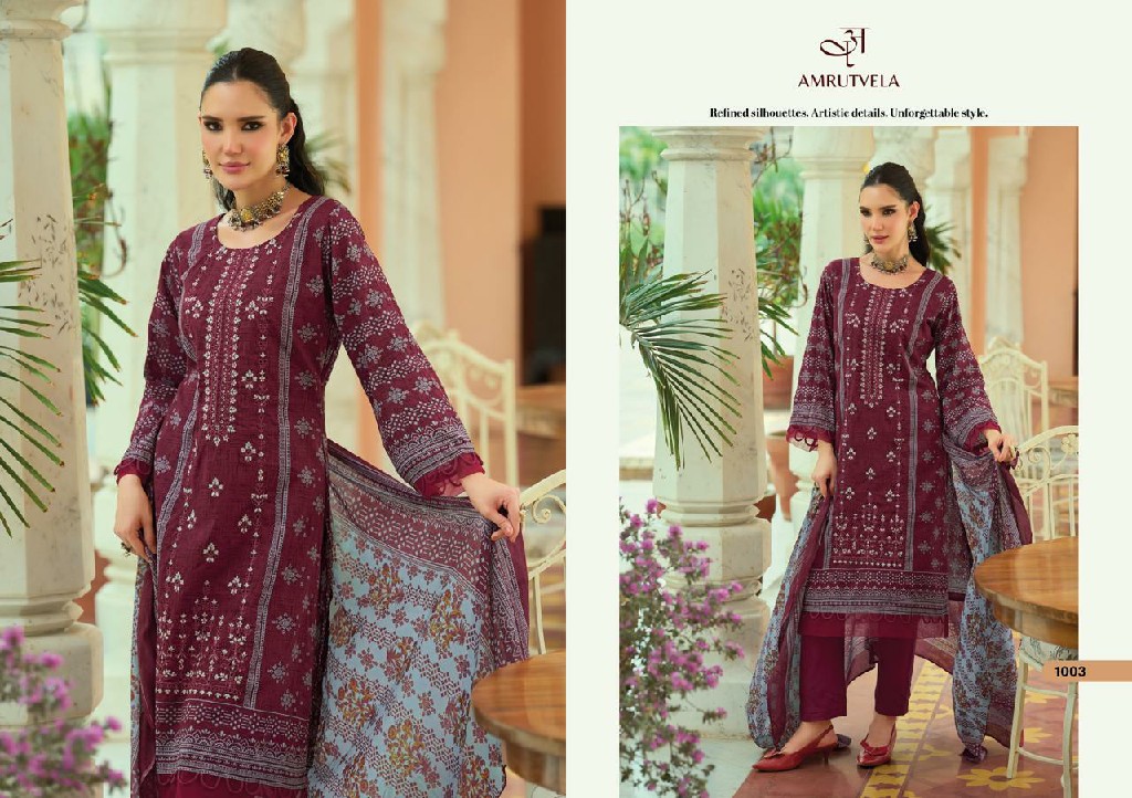 AMRUTVELA ABU SAEED WHOLESALE MAL COTTON FULL HEAVY WORK UNSTITCH SALWAR SUITS SUPPLIER