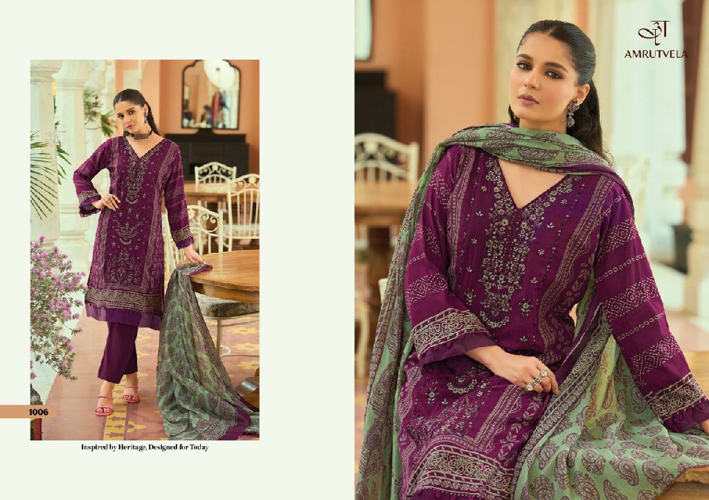 AMRUTVELA ABU SAEED WHOLESALE MAL COTTON FULL HEAVY WORK UNSTITCH SALWAR SUITS SUPPLIER