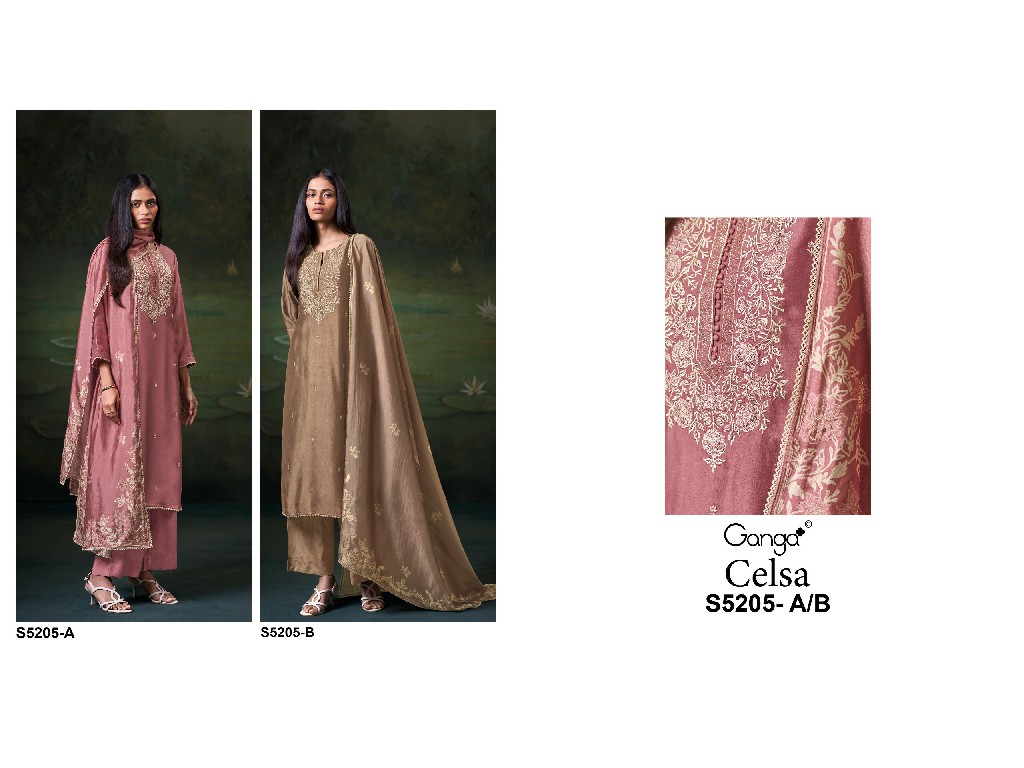 GANGA CELSA S5205 WHOLESALE PURE BEMBERG RUSSIAN SILK SOLID COLOR UNSTITCH SALWAR SUITS ONLINE