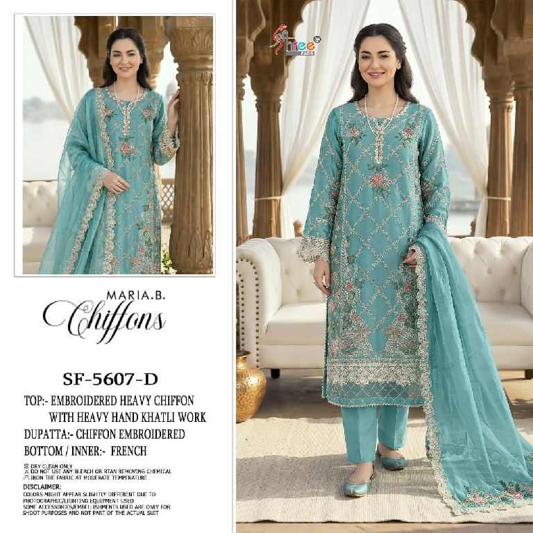 SHREE FABS D.NO 5607 WHOLESALE HEAVY CHIFFON PAKISTANI HIT DESIGN UNSTITCH SALWAR SUITS EXPORTER