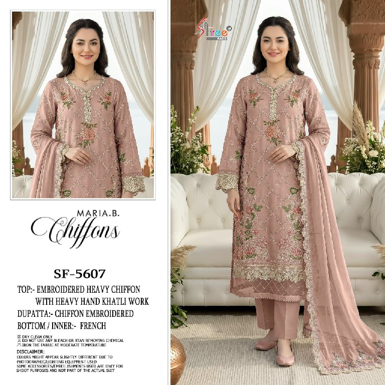 SHREE FABS D.NO 5607 WHOLESALE HEAVY CHIFFON PAKISTANI HIT DESIGN UNSTITCH SALWAR SUITS EXPORTER
