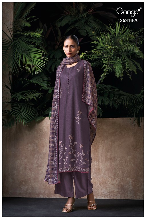 GANGA RAEVIA S5316 WHOLESALE PURE WOOL PASHMINA WINTER WEAR UNSTITCH SALWAR SUITS SUPPLIER