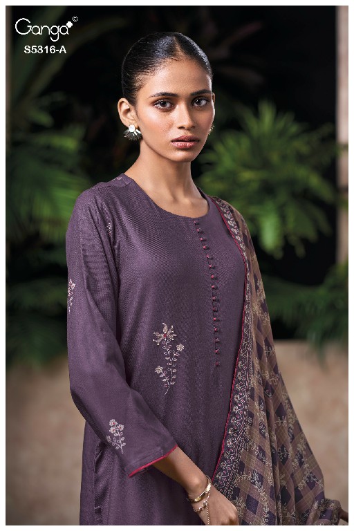 GANGA RAEVIA S5316 WHOLESALE PURE WOOL PASHMINA WINTER WEAR UNSTITCH SALWAR SUITS SUPPLIER
