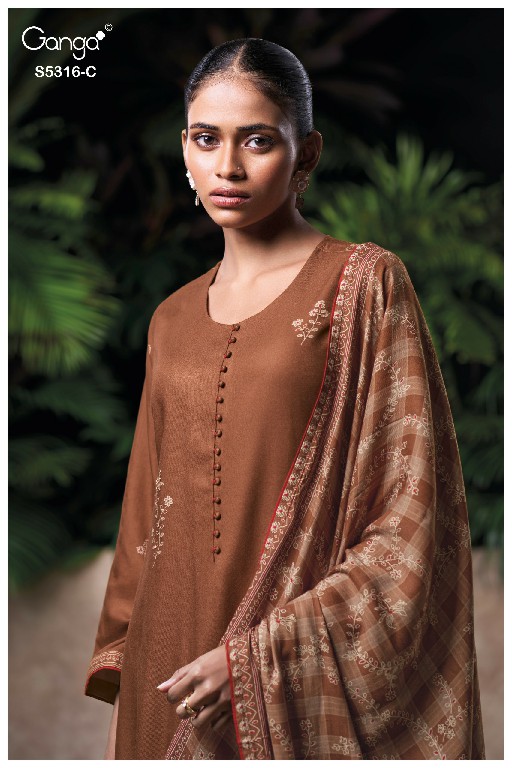 GANGA RAEVIA S5316 WHOLESALE PURE WOOL PASHMINA WINTER WEAR UNSTITCH SALWAR SUITS SUPPLIER