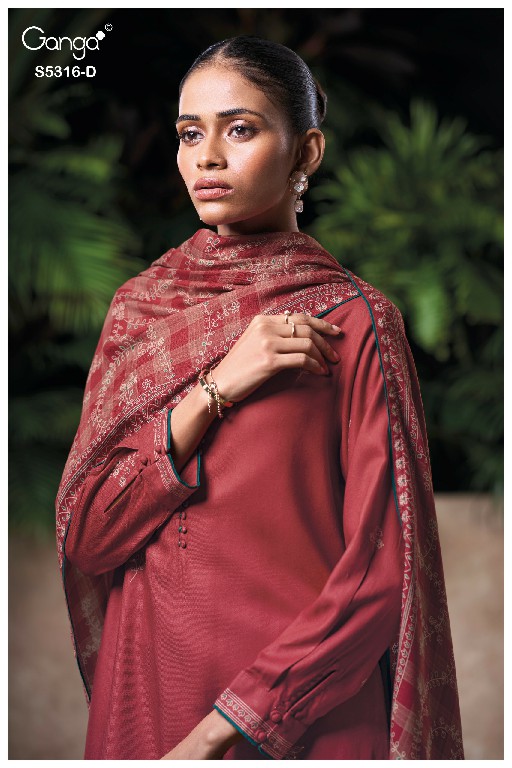 GANGA RAEVIA S5316 WHOLESALE PURE WOOL PASHMINA WINTER WEAR UNSTITCH SALWAR SUITS SUPPLIER