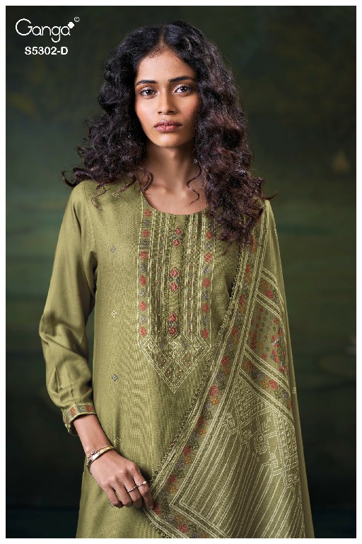 GANGA JAELA S5302 WHOLESALE PURE WOOL PASHMINA WINTER SPECIAL UNSTITCH SALWAR SUITS FOR EXPORT
