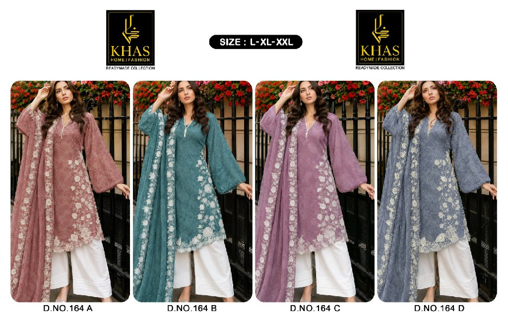 KHAS D.NO 164 WHOLESALE READYMADE TEBBY SILK WITH HAND WORK 3 PCS COMBO SET SUITS SUPPLIER