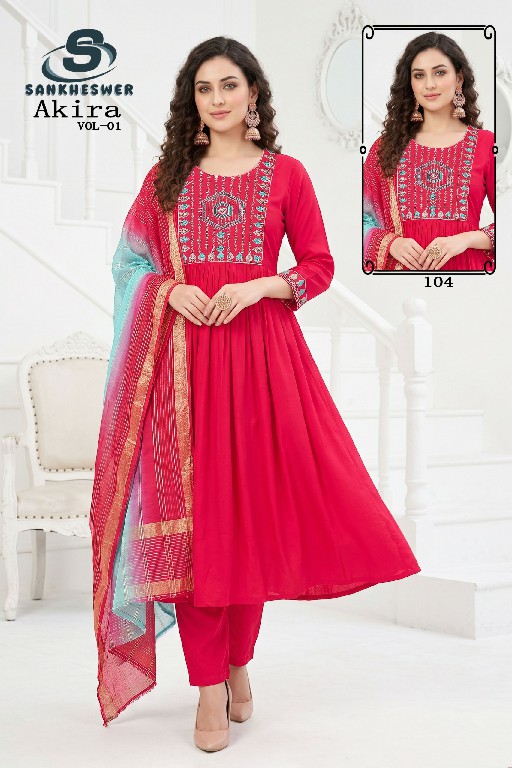 SANKHESWER AKIRA VOL 1 WHOLESALE READYMADE MUL CHANDERI ANARKALI STYLE 3 PCS COMBO SET SUITS FOR EXPORT