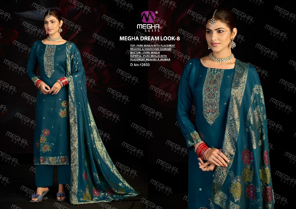 MEGHALI DREAM LOOK VOL 8 WHOLESALE PURE BEMBERG MUSLIN DESIGNER UNSTITCH SALWAR SUITS ONLINE
