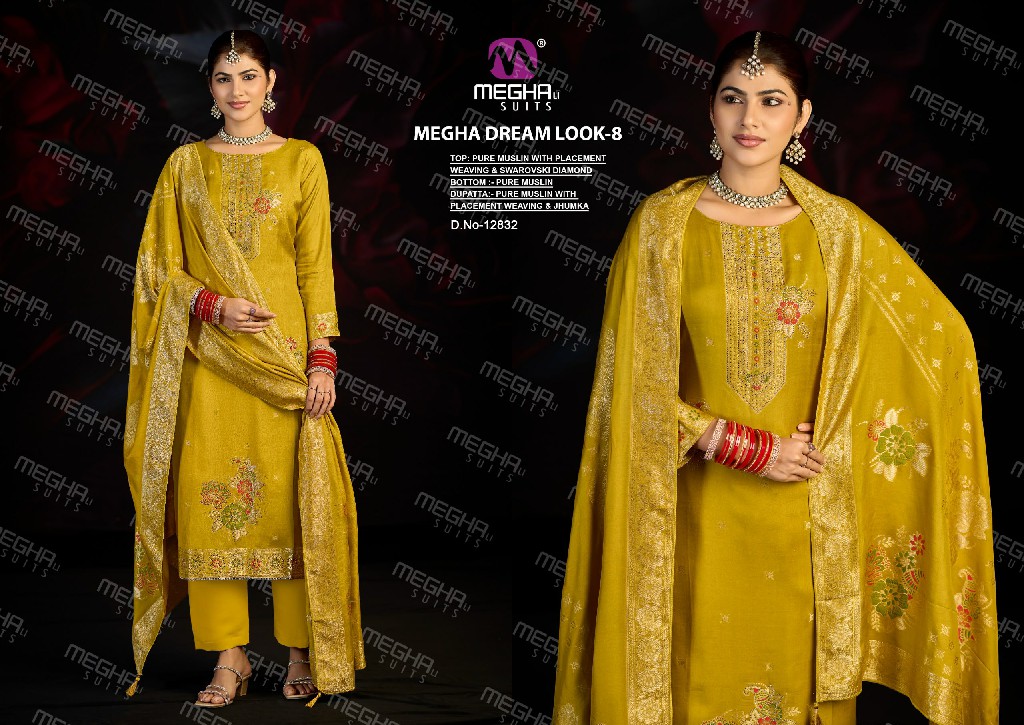 MEGHALI DREAM LOOK VOL 8 WHOLESALE PURE BEMBERG MUSLIN DESIGNER UNSTITCH SALWAR SUITS ONLINE