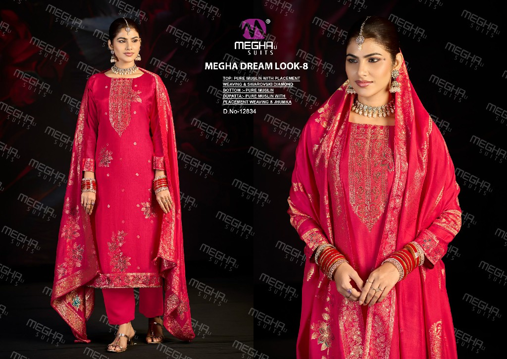 MEGHALI DREAM LOOK VOL 8 WHOLESALE PURE BEMBERG MUSLIN DESIGNER UNSTITCH SALWAR SUITS ONLINE