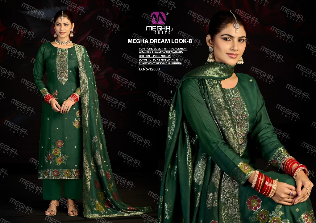 MEGHALI DREAM LOOK VOL 8 WHOLESALE PURE BEMBERG MUSLIN DESIGNER UNSTITCH SALWAR SUITS ONLINE