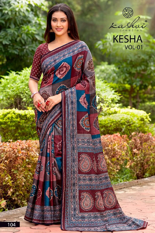 KASHVI CREATION KESHA VOL 1 WHOLESALE TESLA FOIL PRINT WITH WORK FANCY INDIAN SAREES FOR WOMEN ONLINE