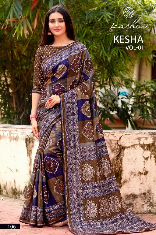 KASHVI CREATION KESHA VOL 1 WHOLESALE TESLA FOIL PRINT WITH WORK FANCY INDIAN SAREES FOR WOMEN ONLINE