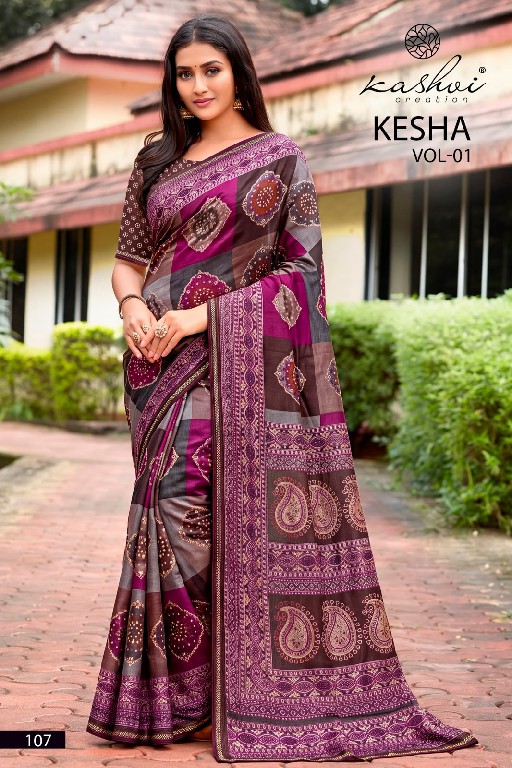 KASHVI CREATION KESHA VOL 1 WHOLESALE TESLA FOIL PRINT WITH WORK FANCY INDIAN SAREES FOR WOMEN ONLINE