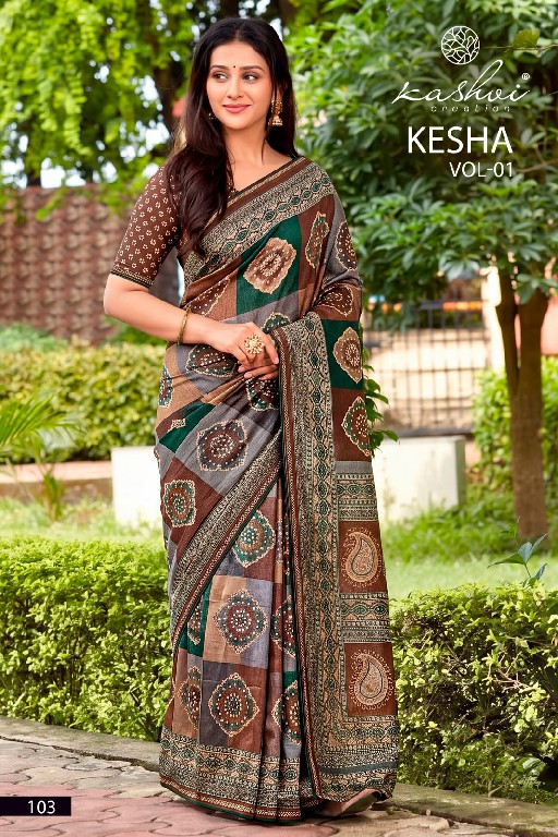 KASHVI CREATION KESHA VOL 1 WHOLESALE TESLA FOIL PRINT WITH WORK FANCY INDIAN SAREES FOR WOMEN ONLINE