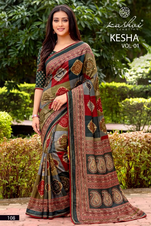 KASHVI CREATION KESHA VOL 1 WHOLESALE TESLA FOIL PRINT WITH WORK FANCY INDIAN SAREES FOR WOMEN ONLINE