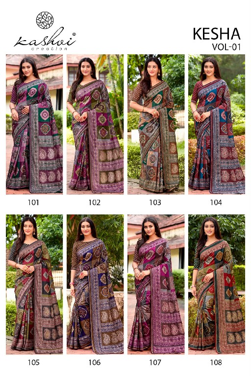 KASHVI CREATION KESHA VOL 1 WHOLESALE TESLA FOIL PRINT WITH WORK FANCY INDIAN SAREES FOR WOMEN ONLINE