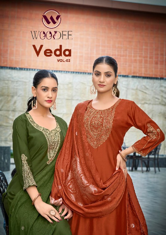 WOODEE VEDA VOL 2 WHOLESALE READYMADE HEAVY VISCOSE GADHWAL CLASSY FABULOUS 3 PCS SUITS EXPORTER