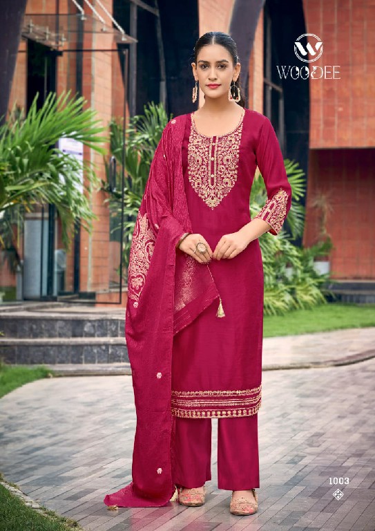 WOODEE VEDA VOL 2 WHOLESALE READYMADE HEAVY VISCOSE GADHWAL CLASSY FABULOUS 3 PCS SUITS EXPORTER