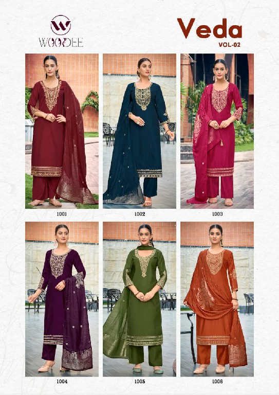 WOODEE VEDA VOL 2 WHOLESALE READYMADE HEAVY VISCOSE GADHWAL CLASSY FABULOUS 3 PCS SUITS EXPORTER