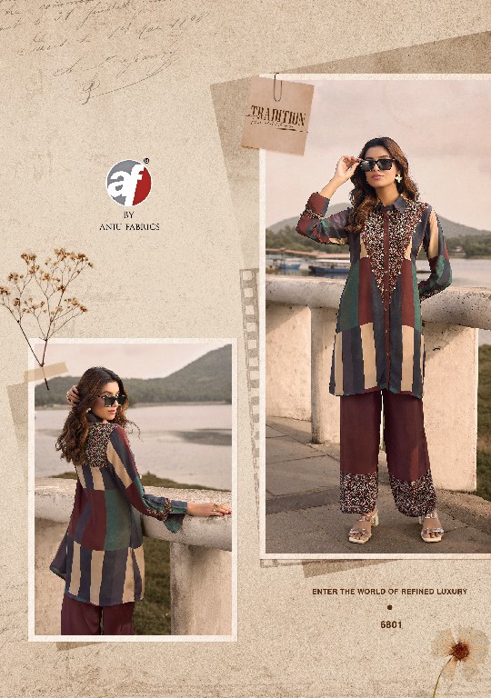 ANJU FAB FUSION VOL 6 WHOLESALE READYMADE NATURAL CREPE DESIGNER CORD SET FOR EXPORT