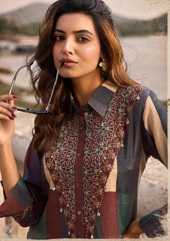 ANJU FAB FUSION VOL 6 WHOLESALE READYMADE NATURAL CREPE DESIGNER CORD SET FOR EXPORT