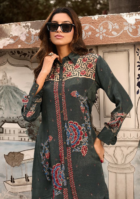 ANJU FAB FUSION VOL 6 WHOLESALE READYMADE NATURAL CREPE DESIGNER CORD SET FOR EXPORT