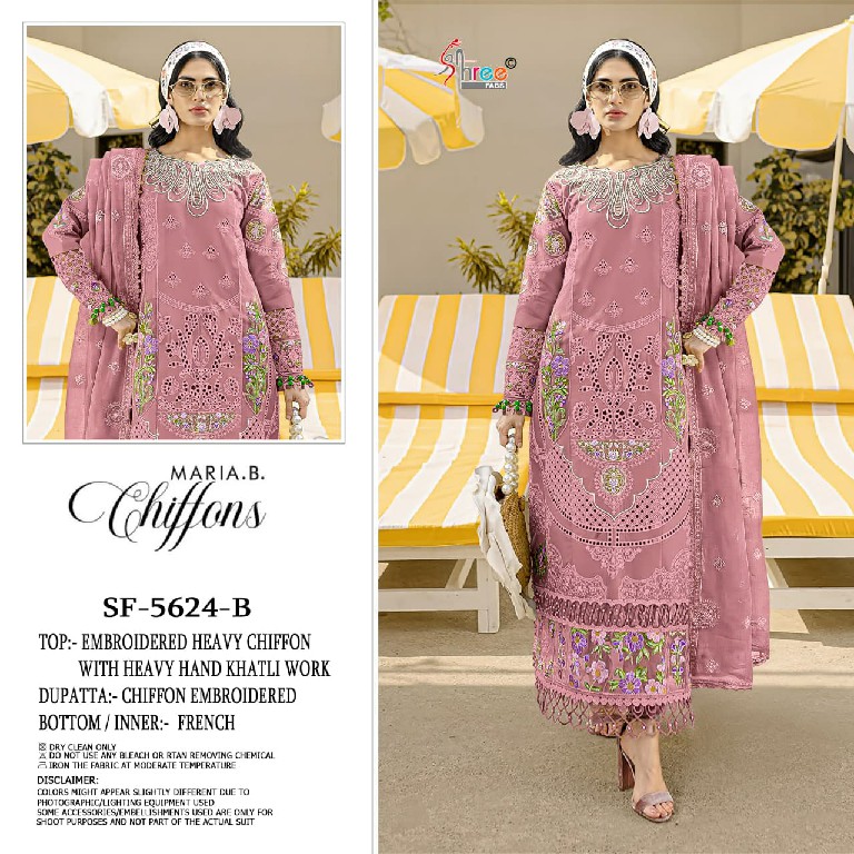 SHREE FABS D.NO 5624 WHOLESALE CHIFFON PAKISTANI POPULAR DESIGN UNSTITCH SALWAR SUITS EXPORTER