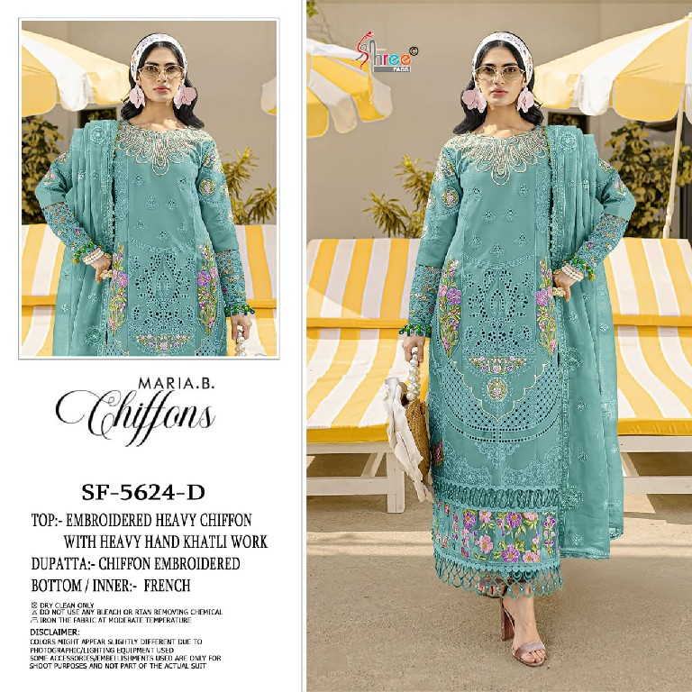 SHREE FABS D.NO 5624 WHOLESALE CHIFFON PAKISTANI POPULAR DESIGN UNSTITCH SALWAR SUITS EXPORTER
