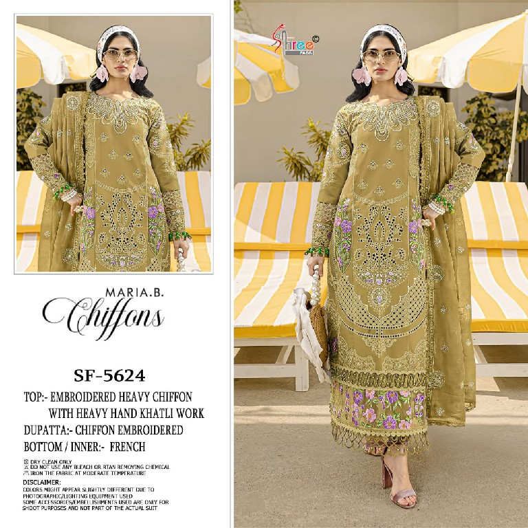 SHREE FABS D.NO 5624 WHOLESALE CHIFFON PAKISTANI POPULAR DESIGN UNSTITCH SALWAR SUITS EXPORTER