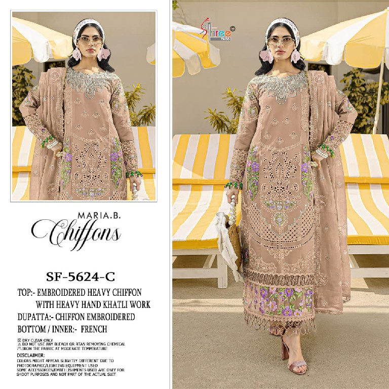 SHREE FABS D.NO 5624 WHOLESALE CHIFFON PAKISTANI POPULAR DESIGN UNSTITCH SALWAR SUITS EXPORTER