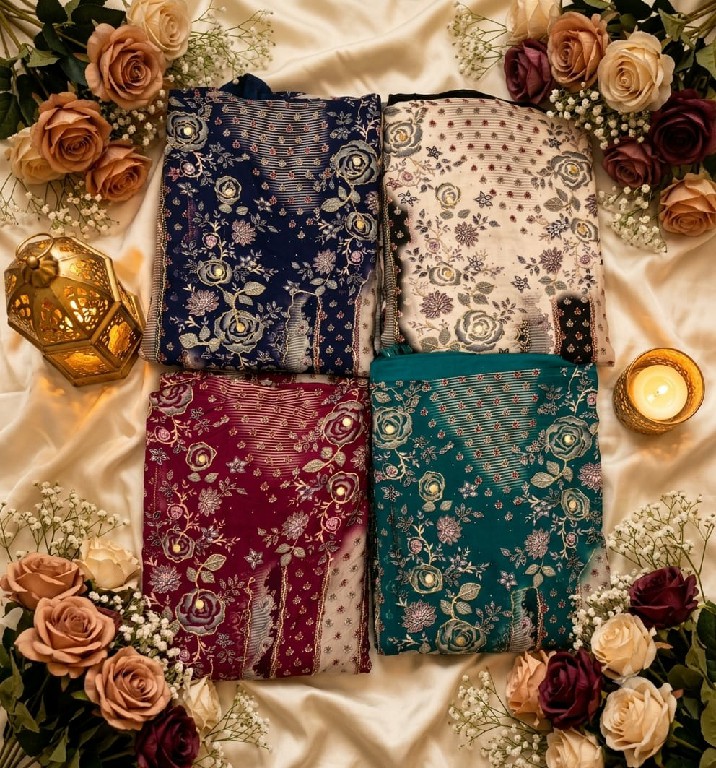 SHREE FABS D.NO KT-407 WHOLESALE VISCOSE MUSLIN BEAUTIFUL DESIGN UNSTITCH SALWAR SUITS SUPPLIER