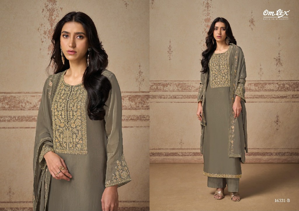 OMTEX ZELIA WHOLESALE SILK TOUCH EMBROIDERY WORK UNSTITCH SALWAR SUITS SUPPLIER