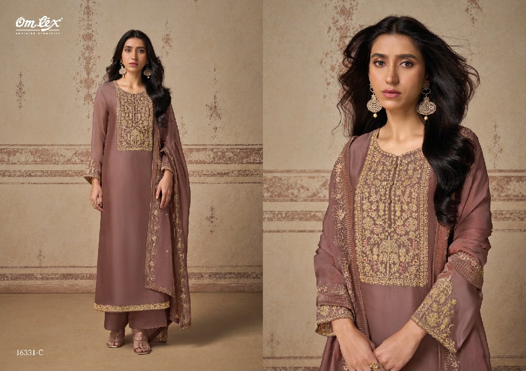 OMTEX ZELIA WHOLESALE SILK TOUCH EMBROIDERY WORK UNSTITCH SALWAR SUITS SUPPLIER