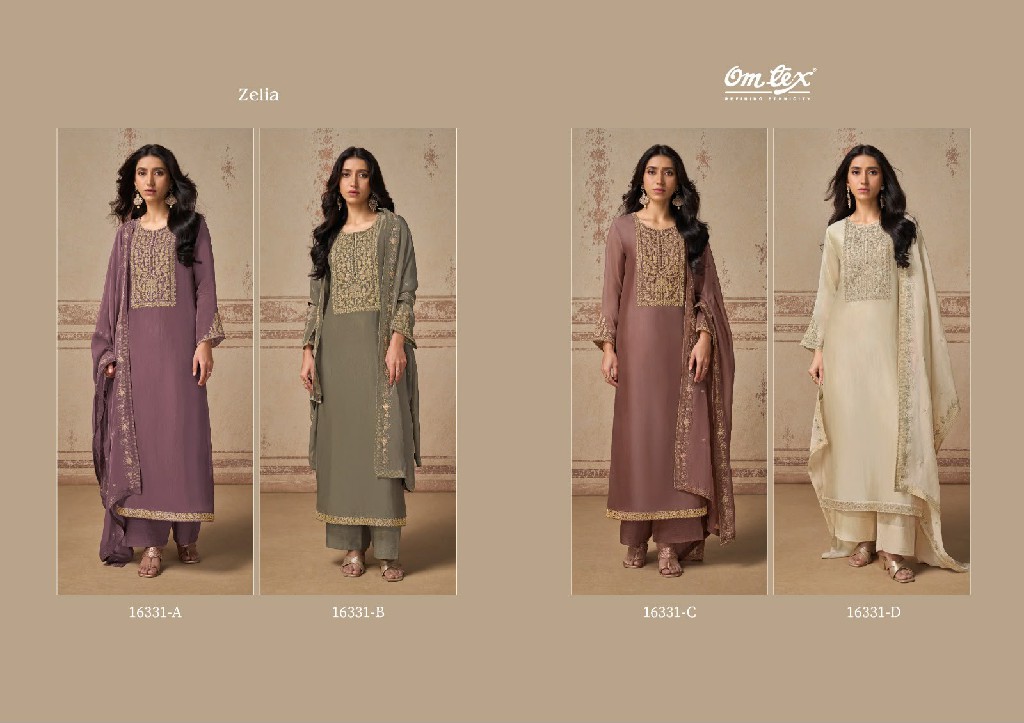 OMTEX ZELIA WHOLESALE SILK TOUCH EMBROIDERY WORK UNSTITCH SALWAR SUITS SUPPLIER