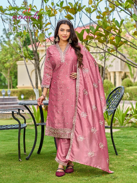 AANCHI KATRINA WHOLESALE READYMADE CRYSTAL SILK FASHIONABLE 3 PCS SUITS FOR WOMEN ONLINE