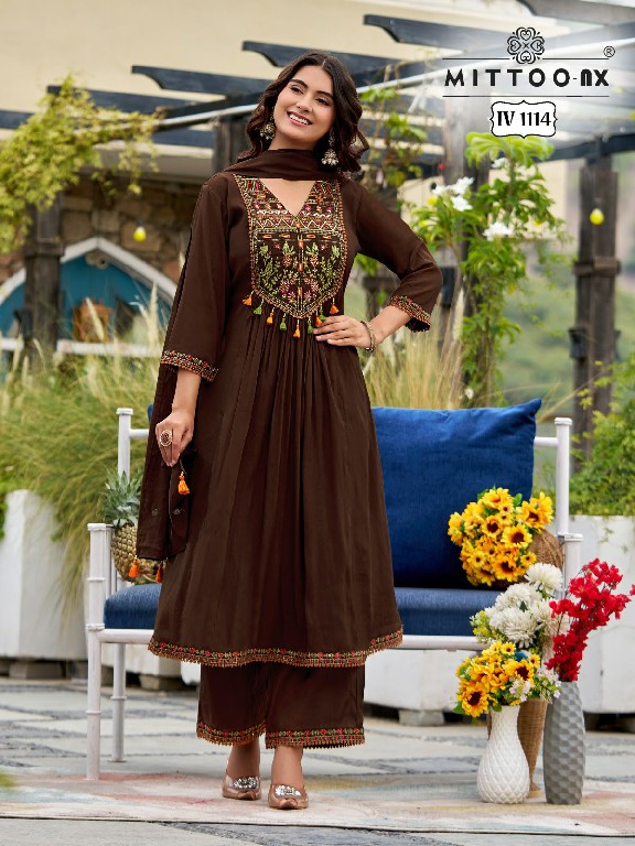MITTOO NX D.NO 1113-1114 WHOLESALE READYMADE MAL CHANDERI ELEGANT 3 PCS COMBO SET SUITS EXPORTER