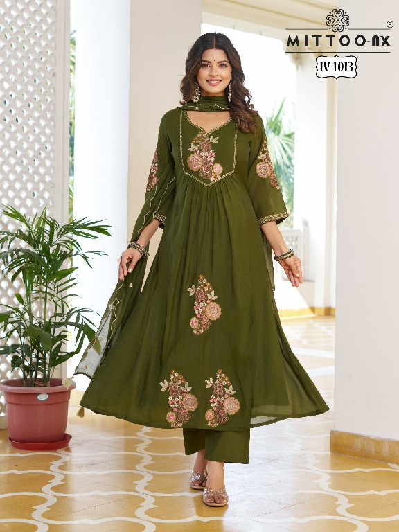 MITTOO NX D.NO 1013-1083 WHOLESALE READYMADE SOFT MULL CHANDERI SILK AMAZING 3 PCS COMBO SET SUITS SUPPLIER