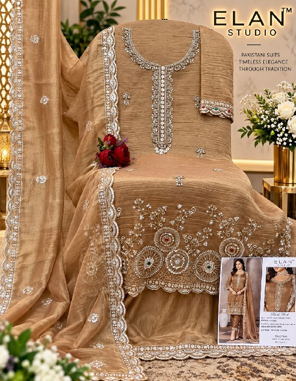 ELAN STUDIO D.NO E-68 WHOLESALE SALSA HEAVY BEADS WORK ELEGANT UNSTITCH SALWAR SUITS EXPORTER